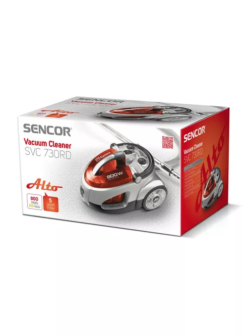 Прахосмукачка без торба SENCOR SVC 730RD-EUE2, 800W ECO мотор, контейнера 1.5L, 76 dB, Сив - Код G5433