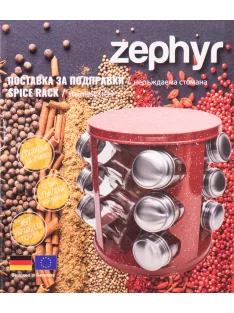   Бурканчета за подправки на стойка ZEPHYR ZP 1217 CR12, 12 бр. бурканчета, 3 нива, Въртяща се основа, Червен - Код G8818