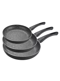   Комплект тигани MUHLER MR-3468, 3 броя, 20x4cm, 24x4.5cm, 28x5cm, Черен - Код G8854