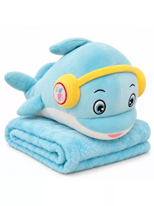 Плюшена играчка 60см, с одеяло 160x105см 3в1, Делфин